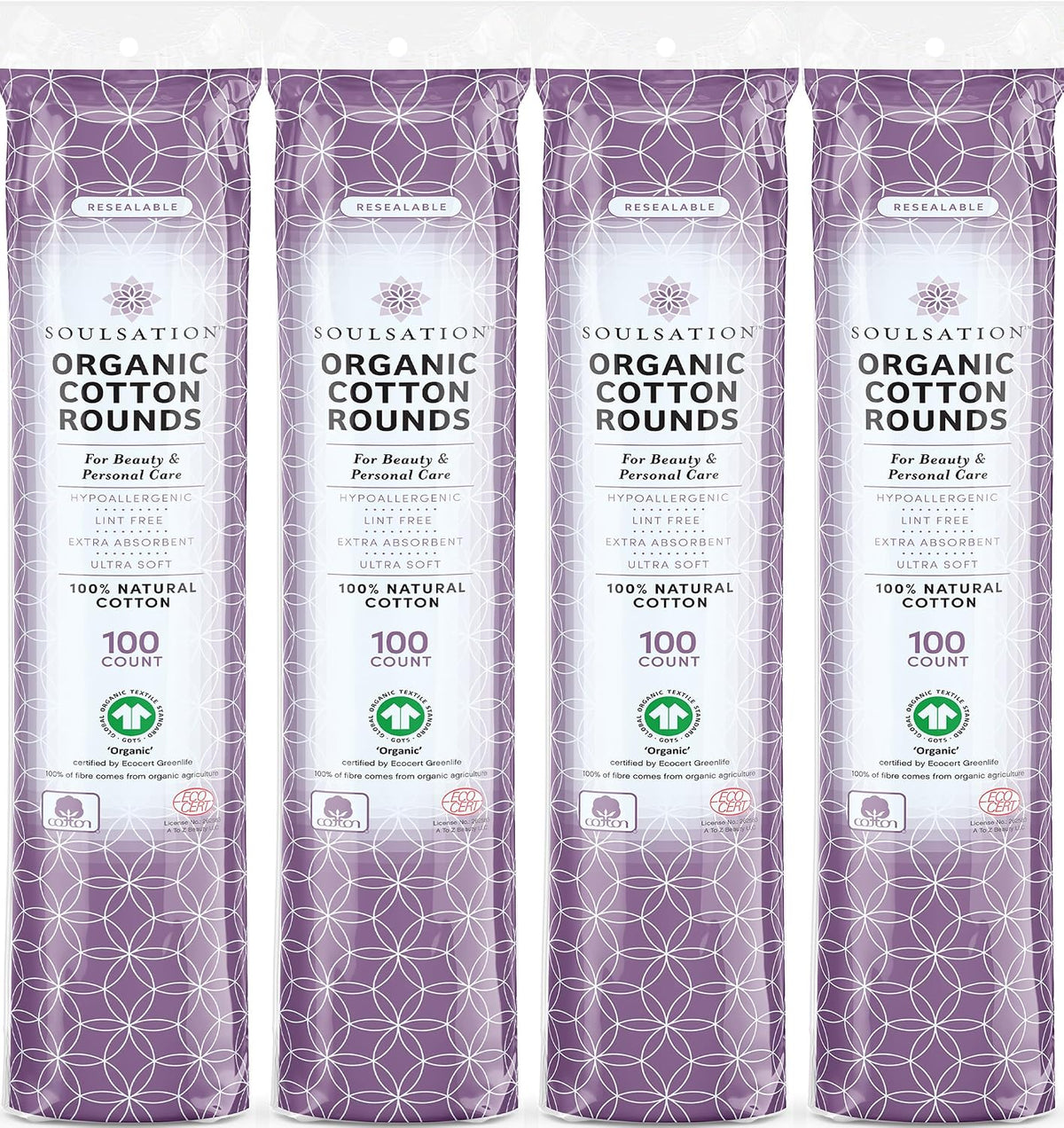 Organic Cotton Rounds, 100% Pure Makeup Remover Face Pads, 400ct