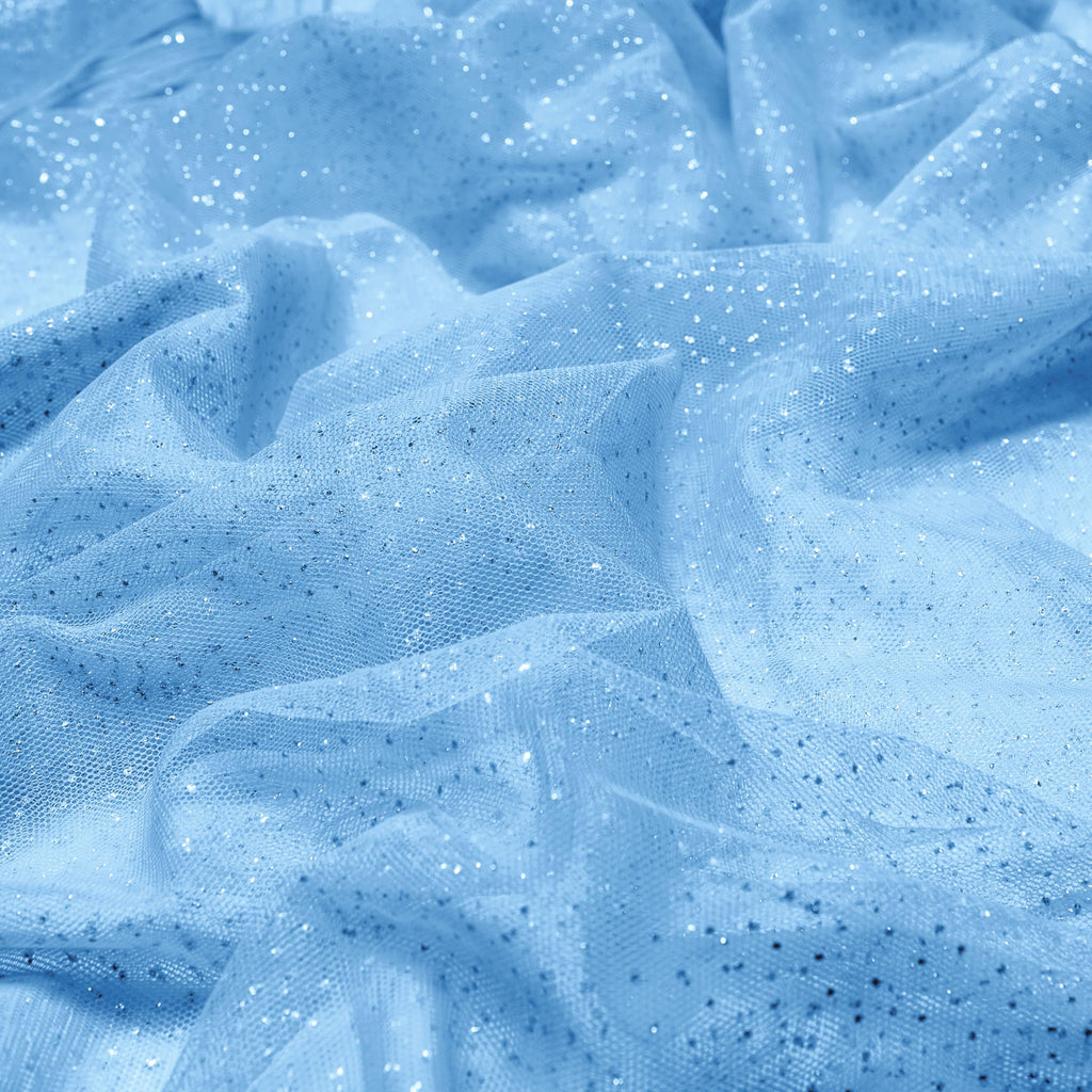 Glitter Tulle Fabric, 60" Wide Light Blue Tulle Fabric 5 Yards