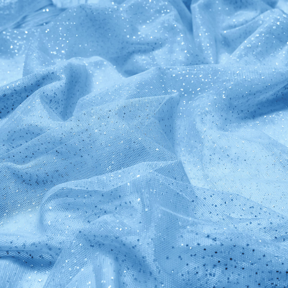 Glitter Tulle Fabric, 60" Wide Light Blue Tulle Fabric 5 Yards