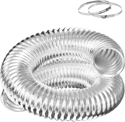 Flexible 6-Inch Aluminum Ducting, Dryer Vent Hose, Heavy-Duty Three-Layer Protection, 25-Feet Long for Heating