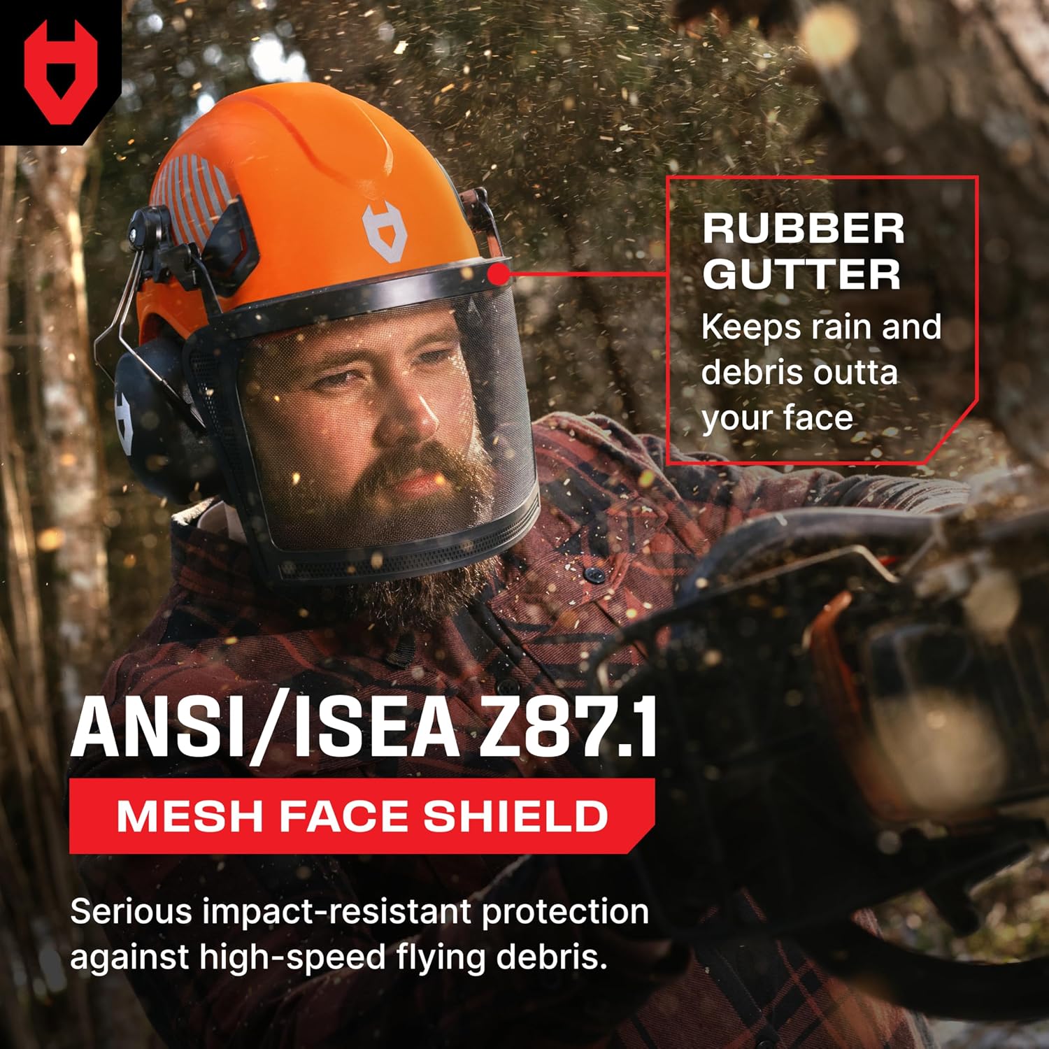 ANSI Z89.1 Rated Arborist Helmet — Chainsaw Helmet with Face Shield and Ear Muffs — Adjustable Hard Hat with Adaptive