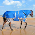 1200D Turnout Horse Blanket with Hood & Band, Medium Weight, Blue/Grey,78IN