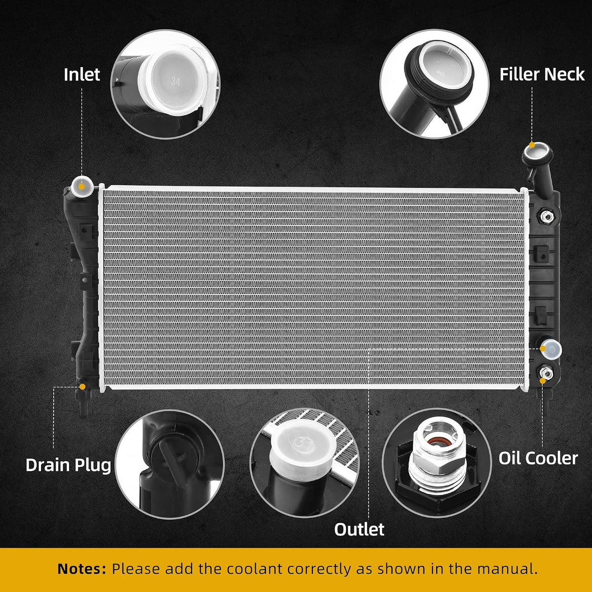 DWVO Complete Radiator Compatible 05-08 Pontiac,04-05 Chevy,05-09 Buick