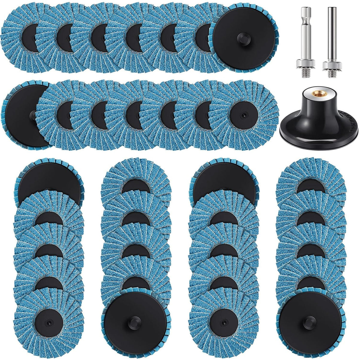 Chengu 48 Pcs 2 Inch Die Grinder Flap Disc with Pad Holder