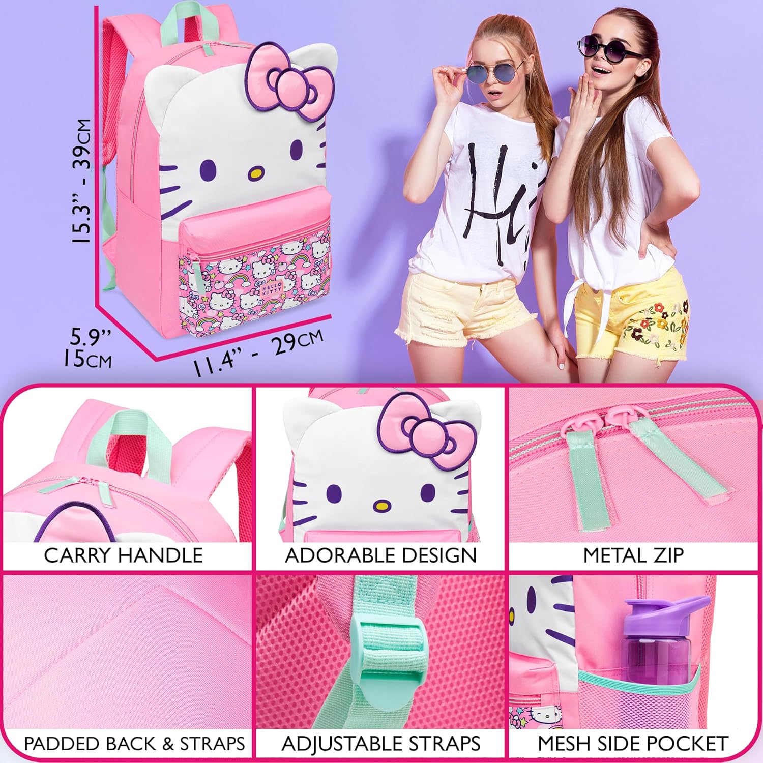 Sanrio Backpack for Girls 3D Bow Kawaii Anime Rucksack Daypack for Kids Cute Stuff Back to School Supplies Backpacks