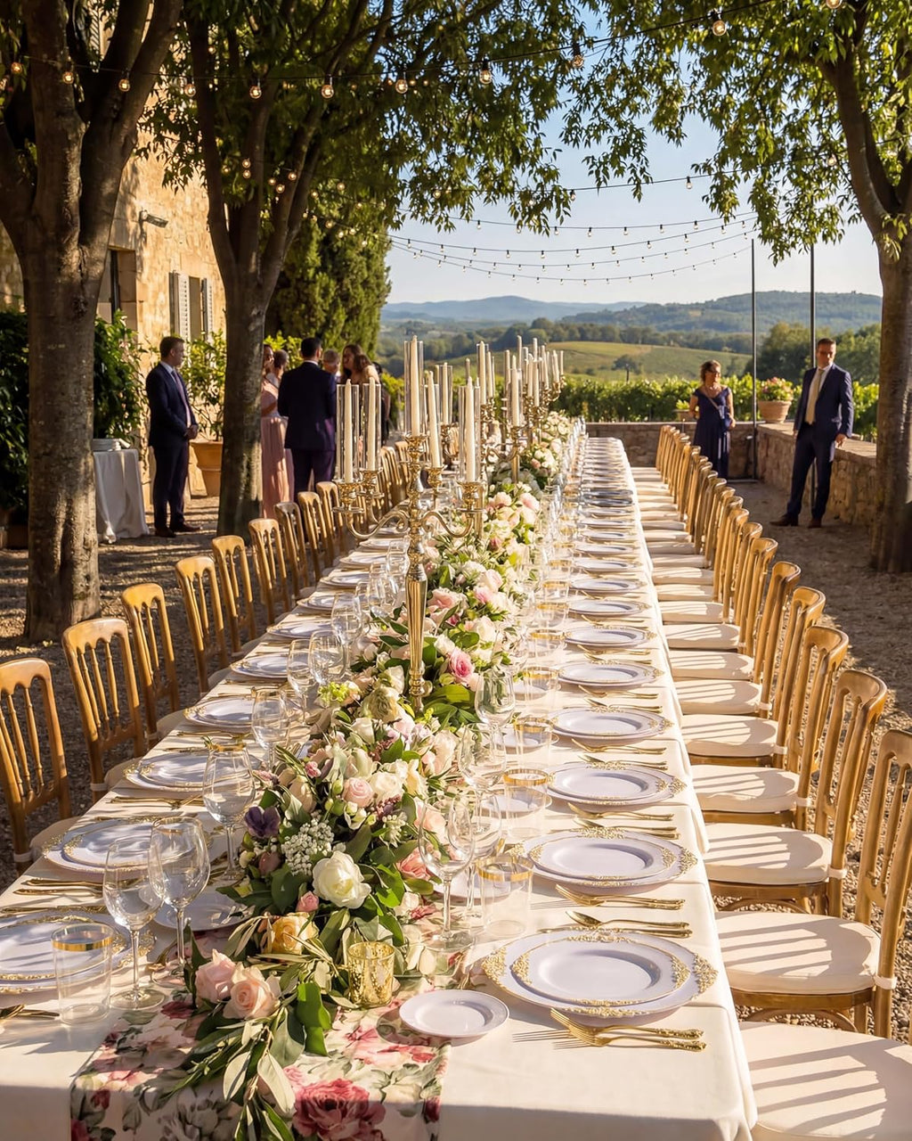 350Pcs Gold Plastic Plates, Disposable Dinnerware Set for 50 Guests