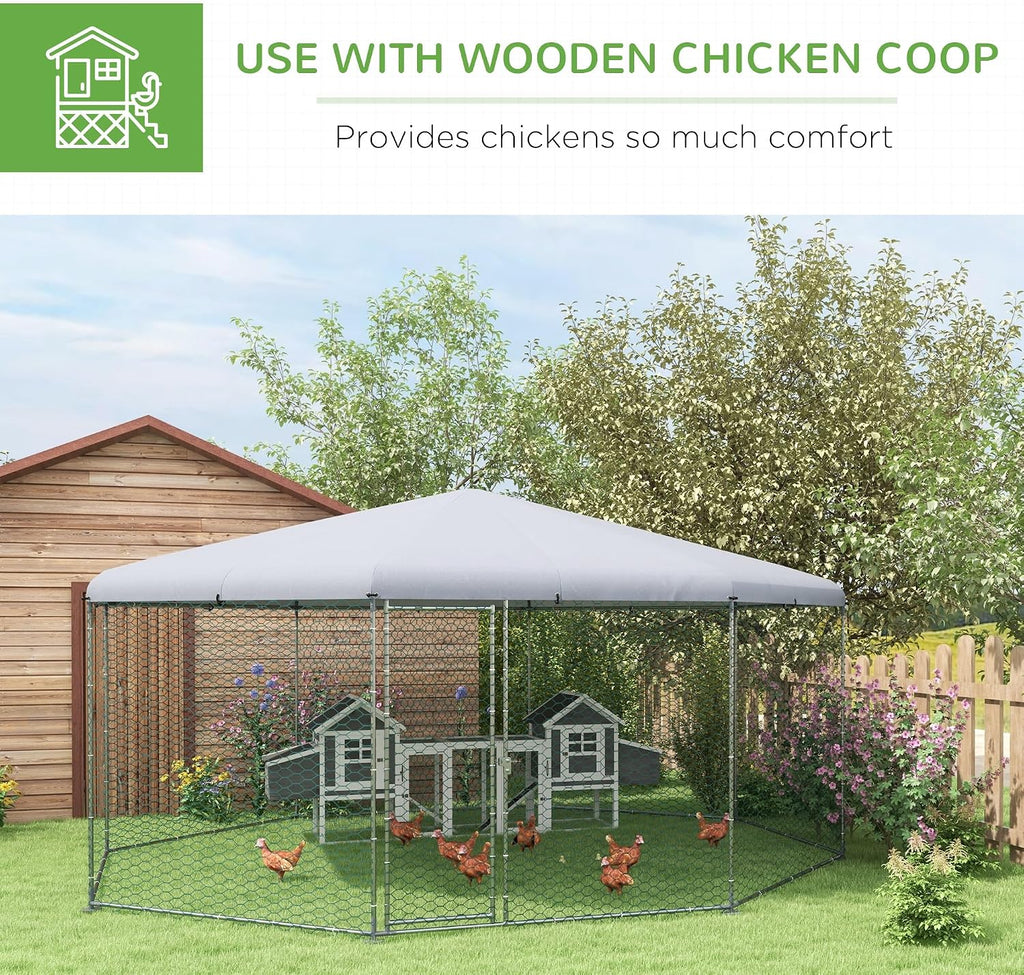 Large Chicken Coop Polygon Shaped Walk in Fence Cage 17.1'x15.7'x9'