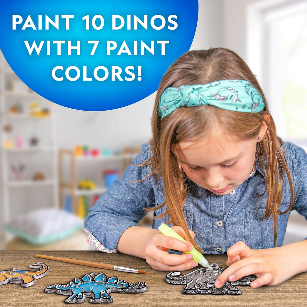 National Geographic Dinosaur Stained Glass Suncatcher Craft Kit for Kids | Glow-in-the-Dark Dinosaur Toy, Window Art