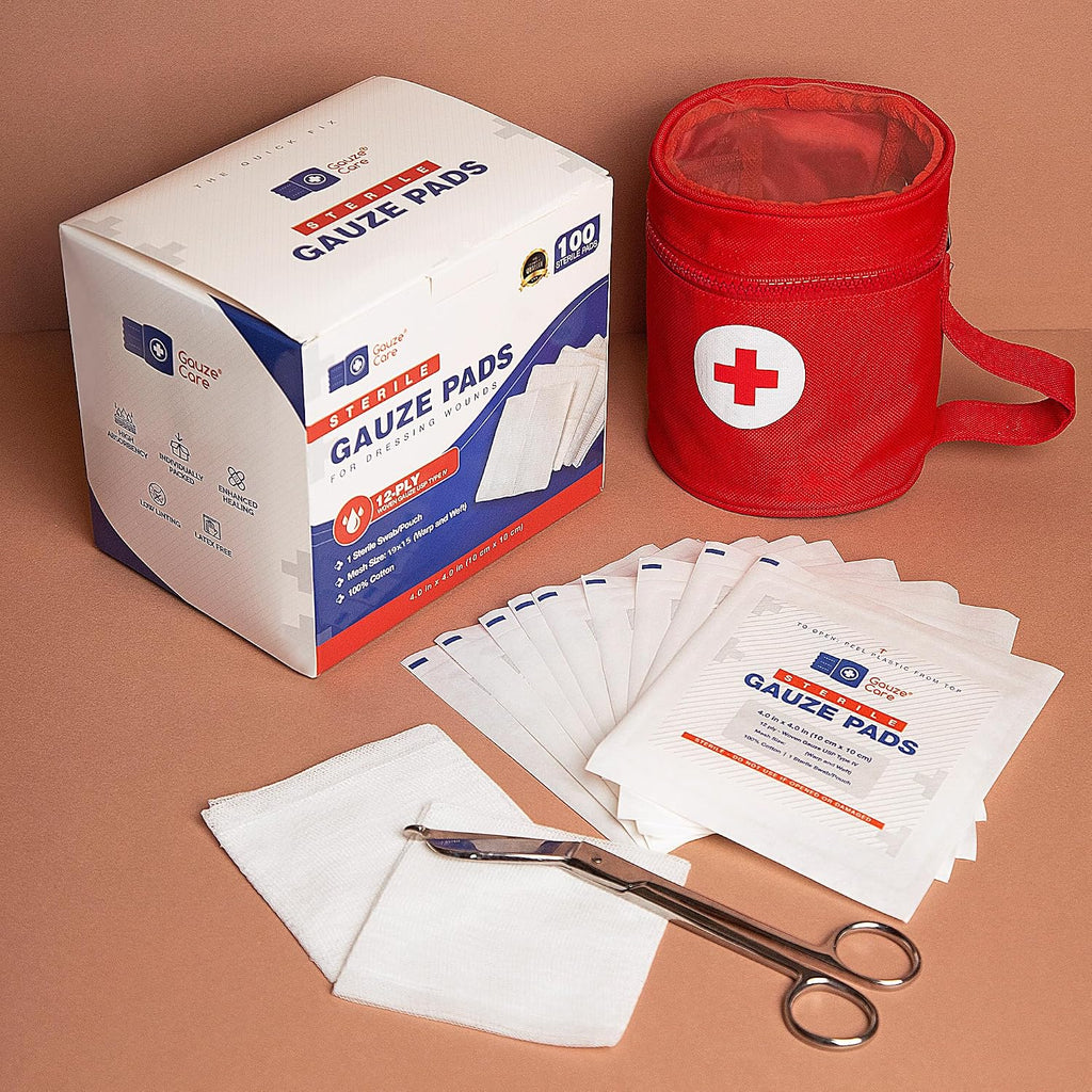 100pc Large Sterile Gauze Pads 4x4 Sterile for Wounds Bulk - 12ply Woven Gauze Sponges 4x4 Sterile - USP IV
