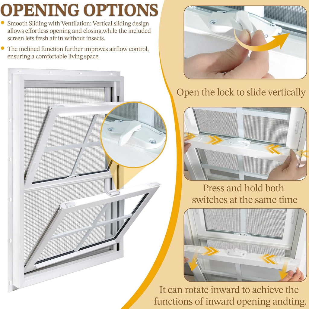 36" x 56" Vinyl Double Hung Window, White