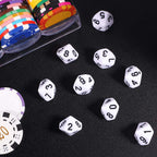 25 Pcs Polyhedral Dice Set,Black with White,10 Sides