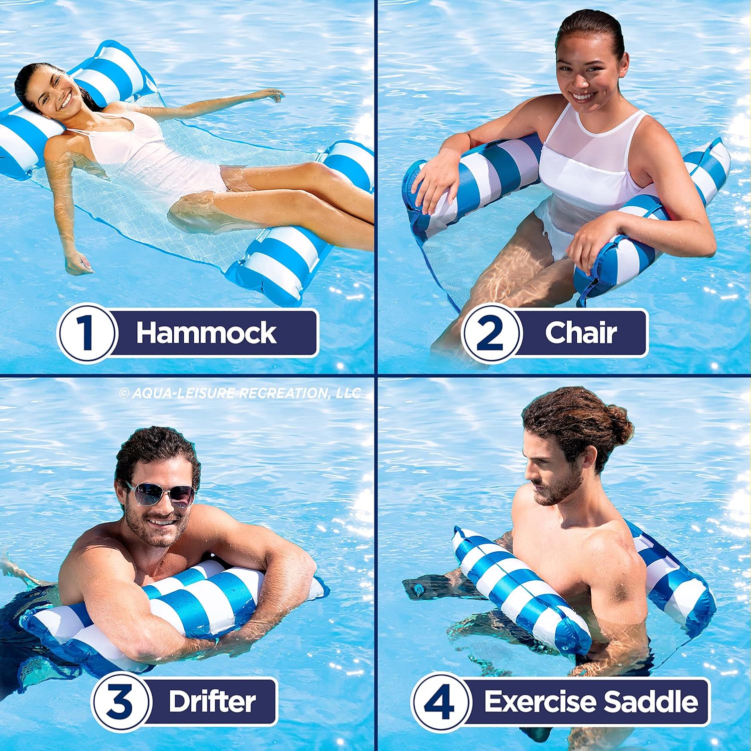 Aqua 4-in-1 Monterey Hammock Pool Float & Water Hammock, Multi-Purpose, Inflatable Pool Floats for Adults, Patented