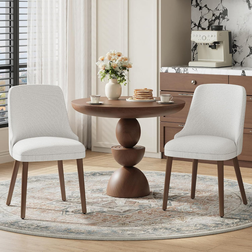 Upholstered Dining Chairs Set of 6 with High-Back, Light Grey