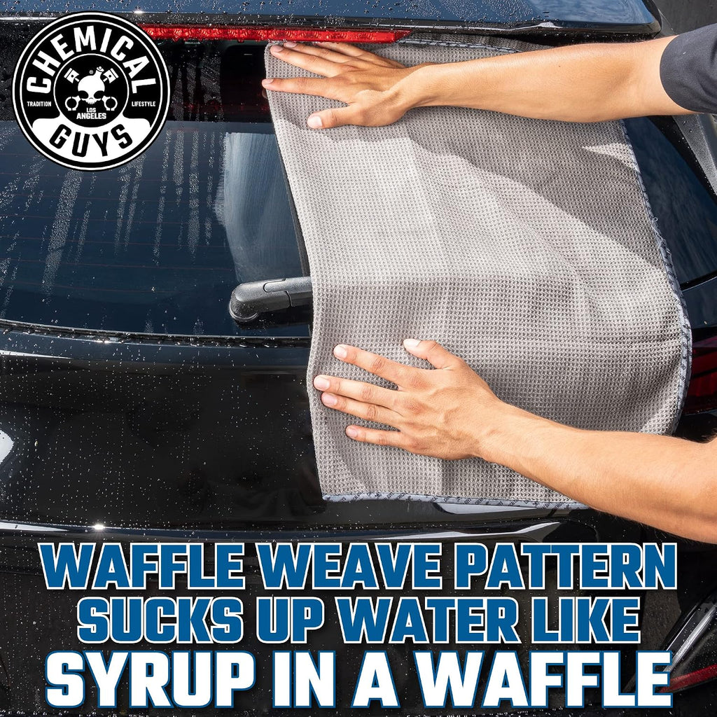 Waffle Weave Gray Matter Microfiber Drying Towel, 2 Pack | Waffle-weave towel with soft-banded edges soaks up