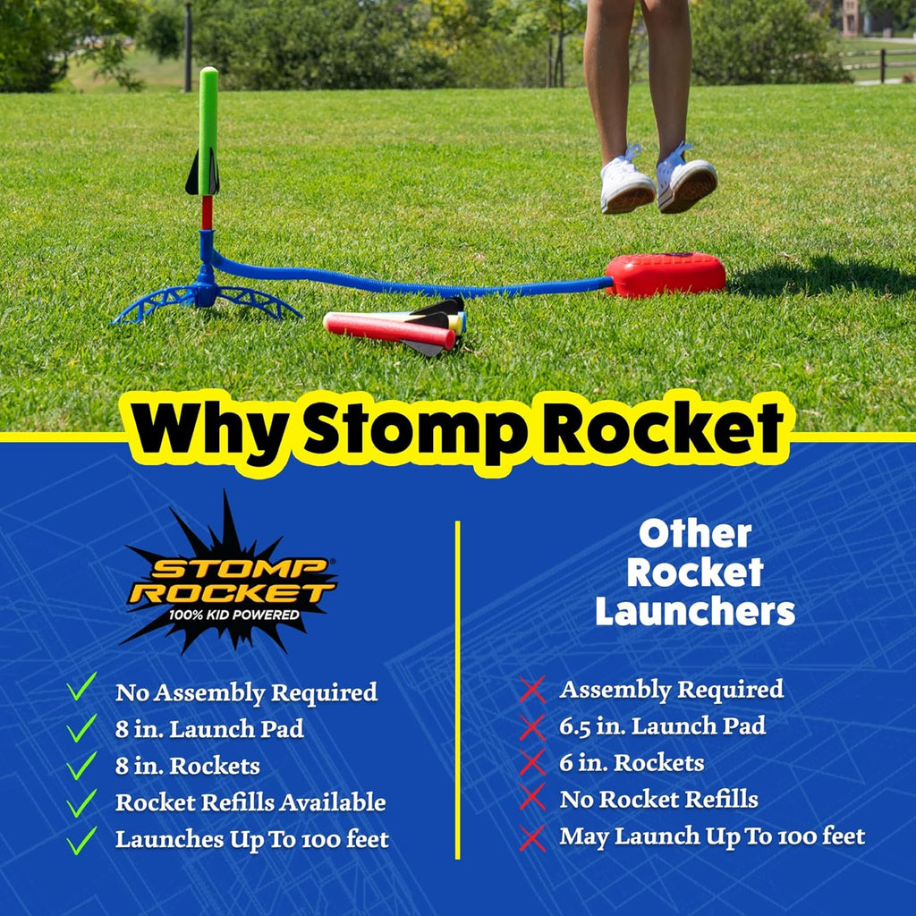 Jr Multi-Color Rocket Launcher for Kids, 8 Rockets | Fun Outdoor Toys for Boys & Girls, Ages 3 & Up - Soft Foam