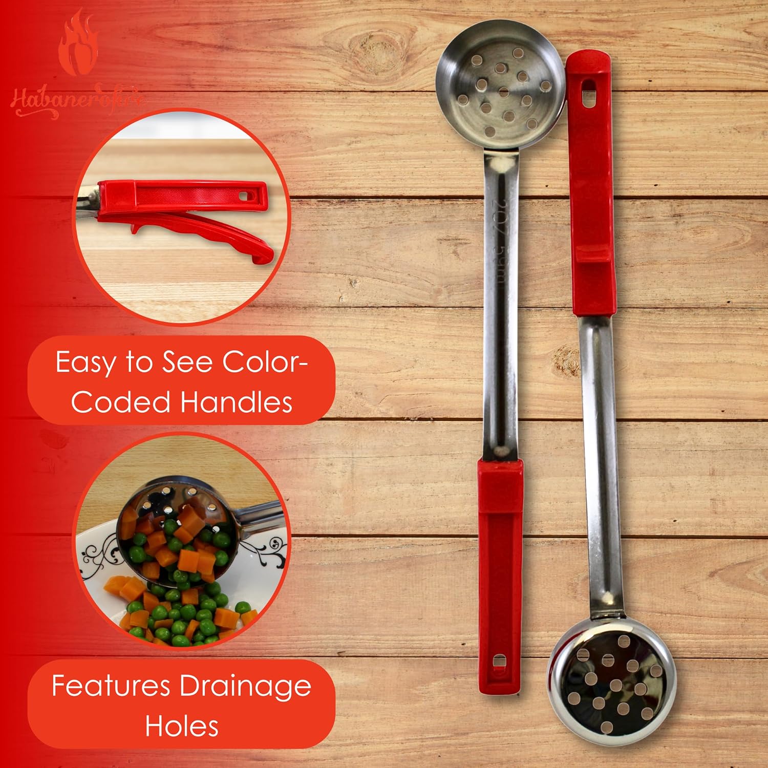 2 oz Slotted Stainless Steel Portion Control Ladle Spoodle - [Pack of 2] | Commercial-Grade Spoodle for Portioning
