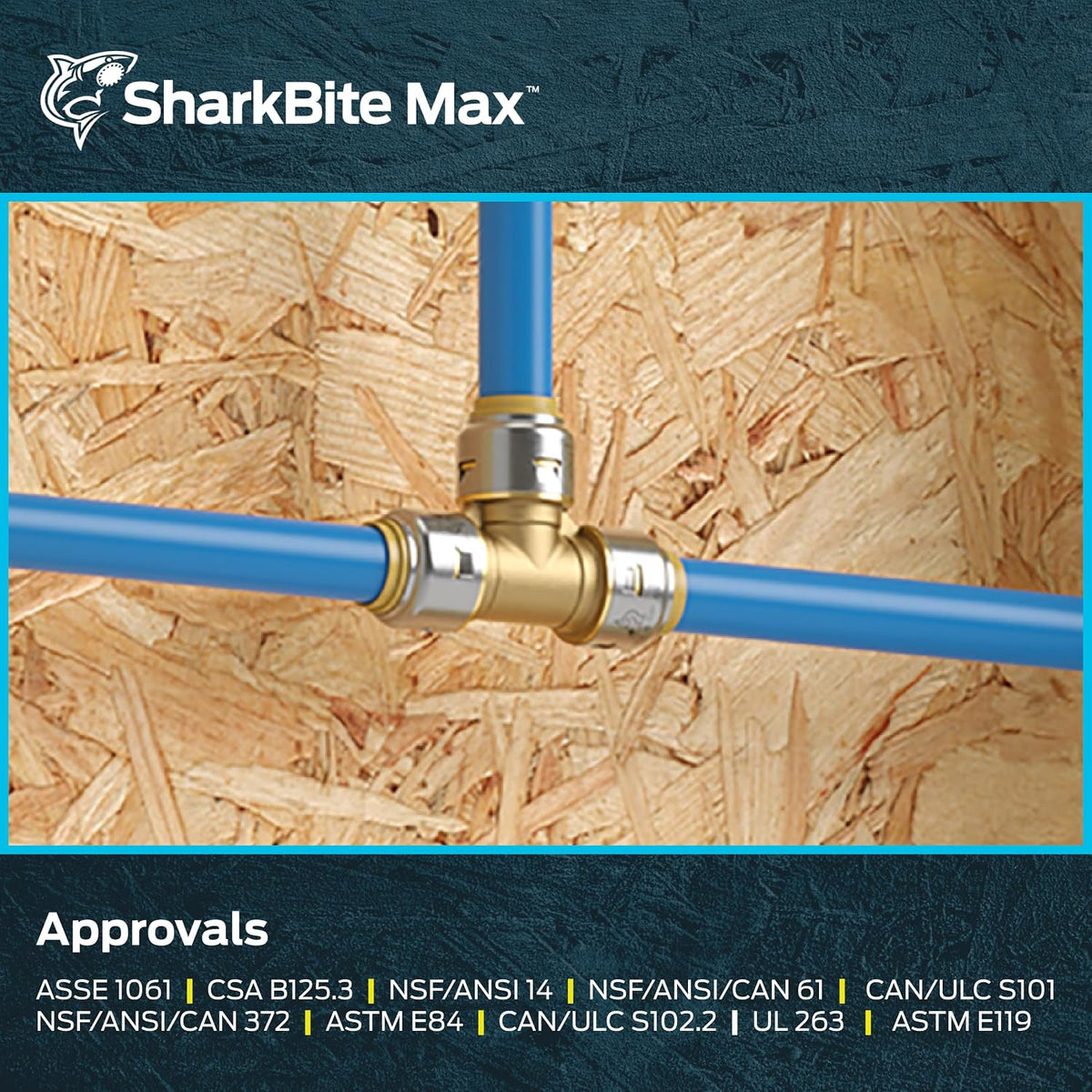 SharkBite Max 1 Inch Tee, Push to Connect Brass Plumbing Fitting, PEX Pipe, Copper, CPVC, PE-RT, HDPE, UR374A