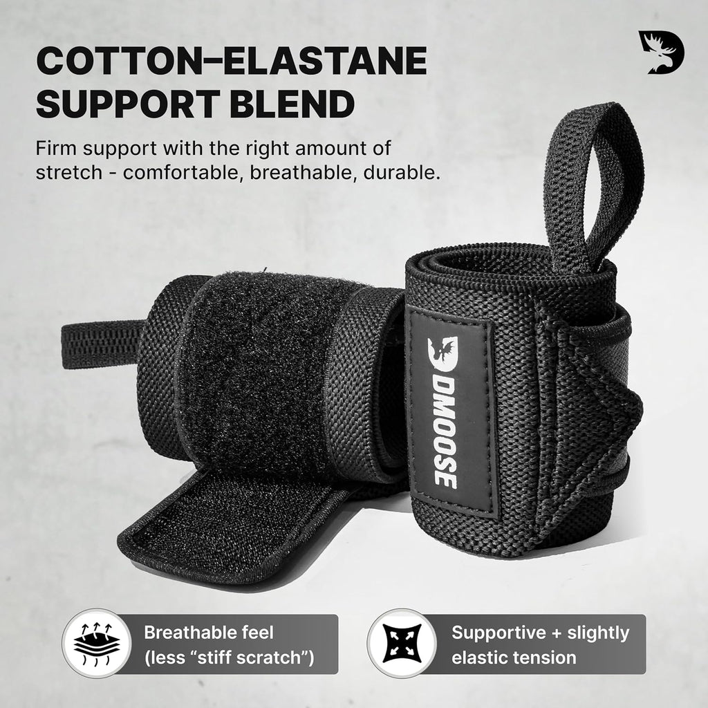 Wrist Wraps for Weightlifting 18" - Heavy Duty Gym Wrap with Hand Thumb Loop for Support & Pain Relief, USPA Approved
