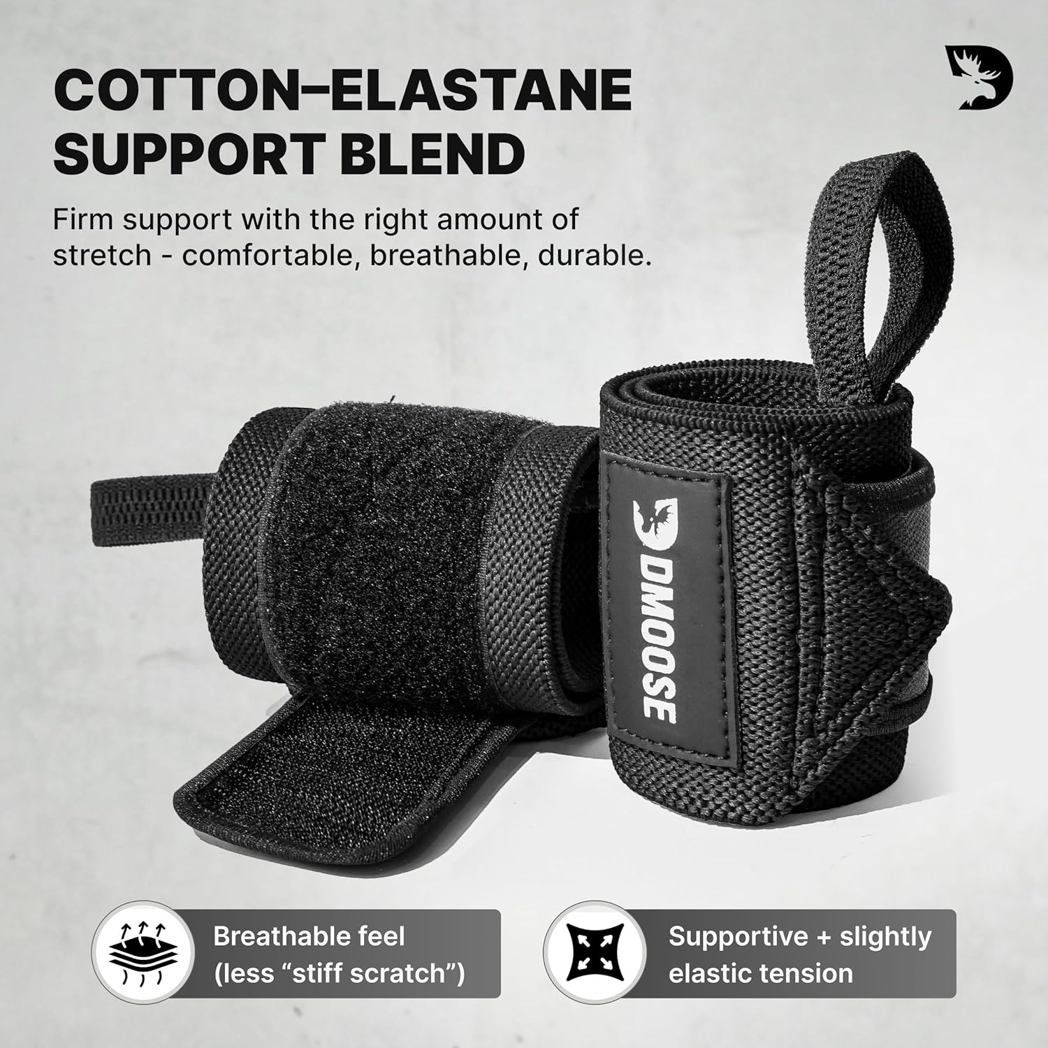 Wrist Wraps for Weightlifting 18" - Heavy Duty Gym Wrap with Hand Thumb Loop for Support & Pain Relief, USPA Approved