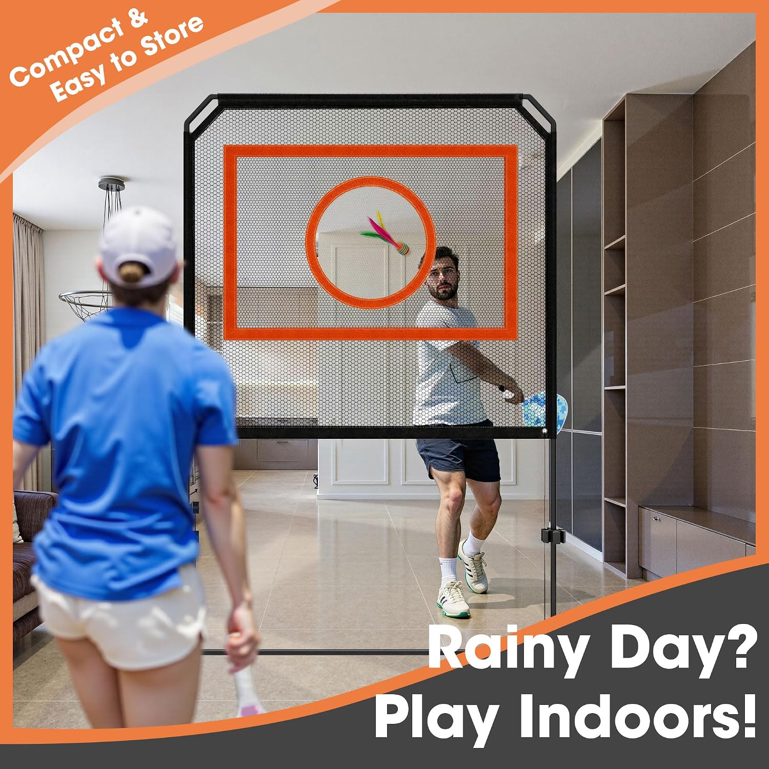 Portable Pickleball Net – Regulation Size Outdoor & Indoor Paddle Game Set with Ball Catch Net & Removable Target –