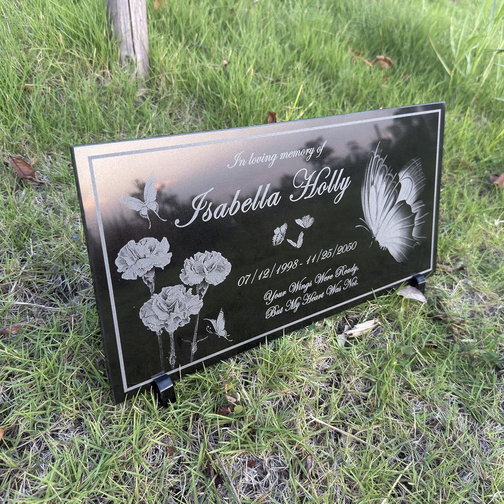 Memorial Stones Personalized, Grave Markers, Memorial Plaque Outdoors, Headstones for Graves, Granite Grave Stone