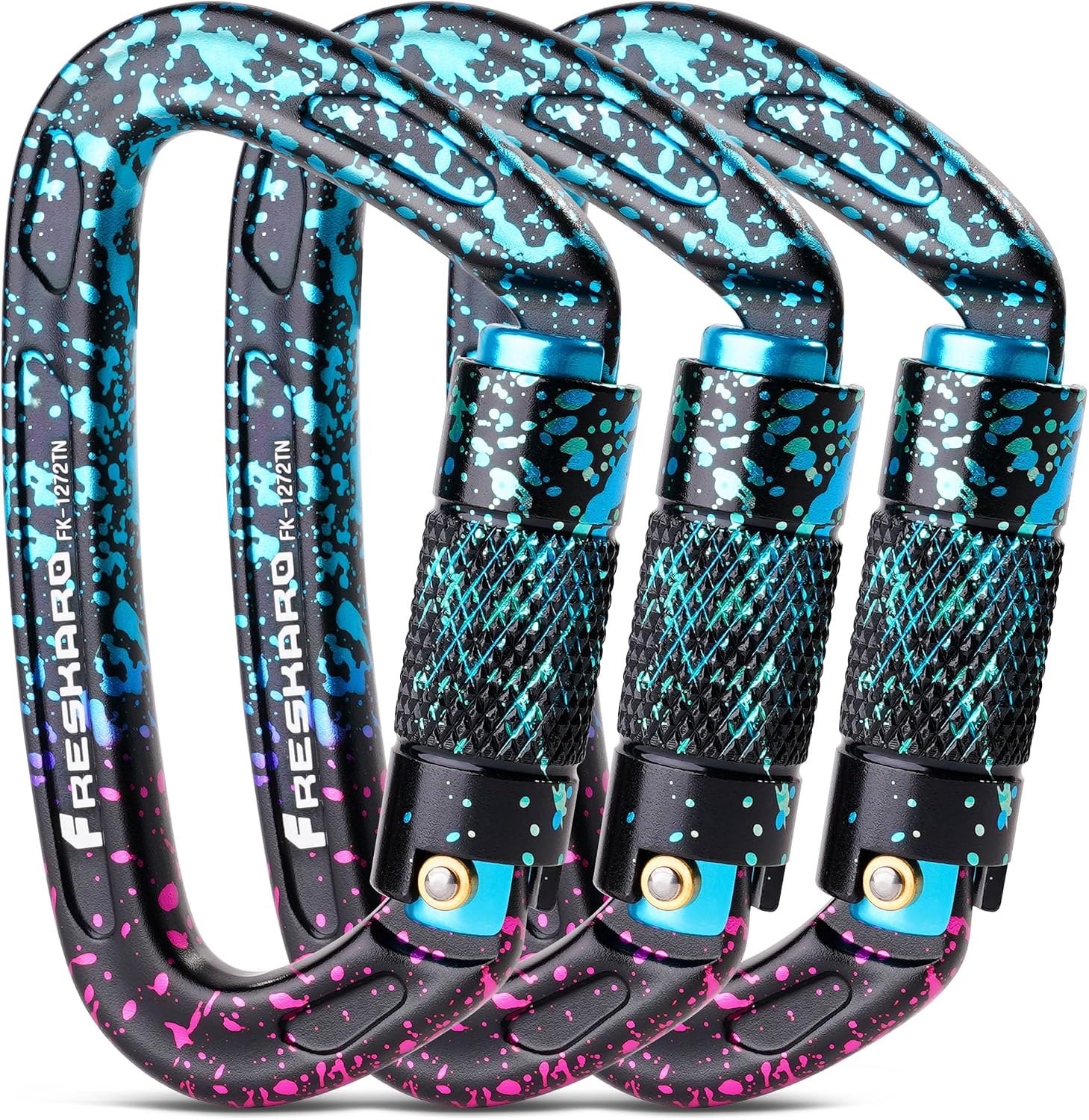 UIAA Certified 25KN Auto Locking Climbing Carabiner Clips, Twist Lock, and Heavy Duty Carabiners for Rock Climbing
