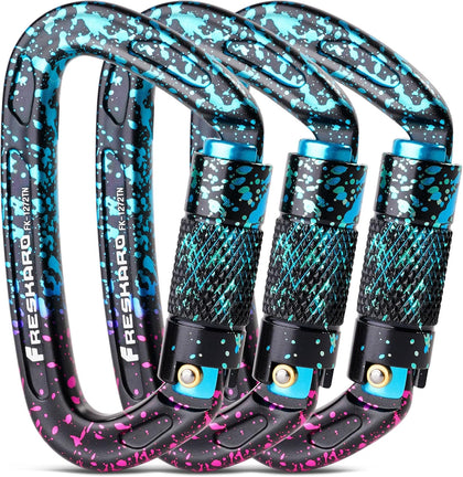 UIAA Certified 25KN Auto Locking Climbing Carabiner Clips, Twist Lock, and Heavy Duty Carabiners for Rock Climbing