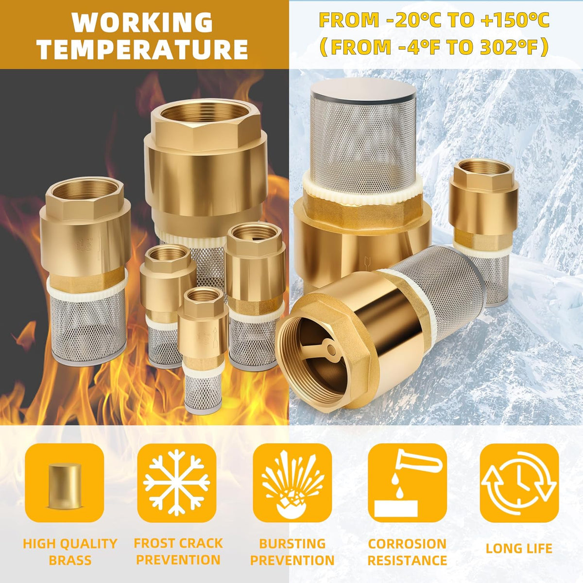 2-1/2" NPT Foot Valve with Filter, Brass, Heavy Duty, Female Thread, DN65