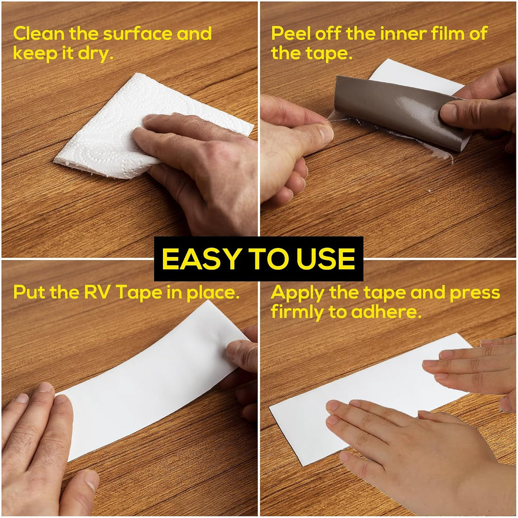 RV Sealant Tape with Roller, White, 4 Inch x 50 Feet, Roof Patch Repair Tape, Roofing Tape for RV, Waterproof Leak