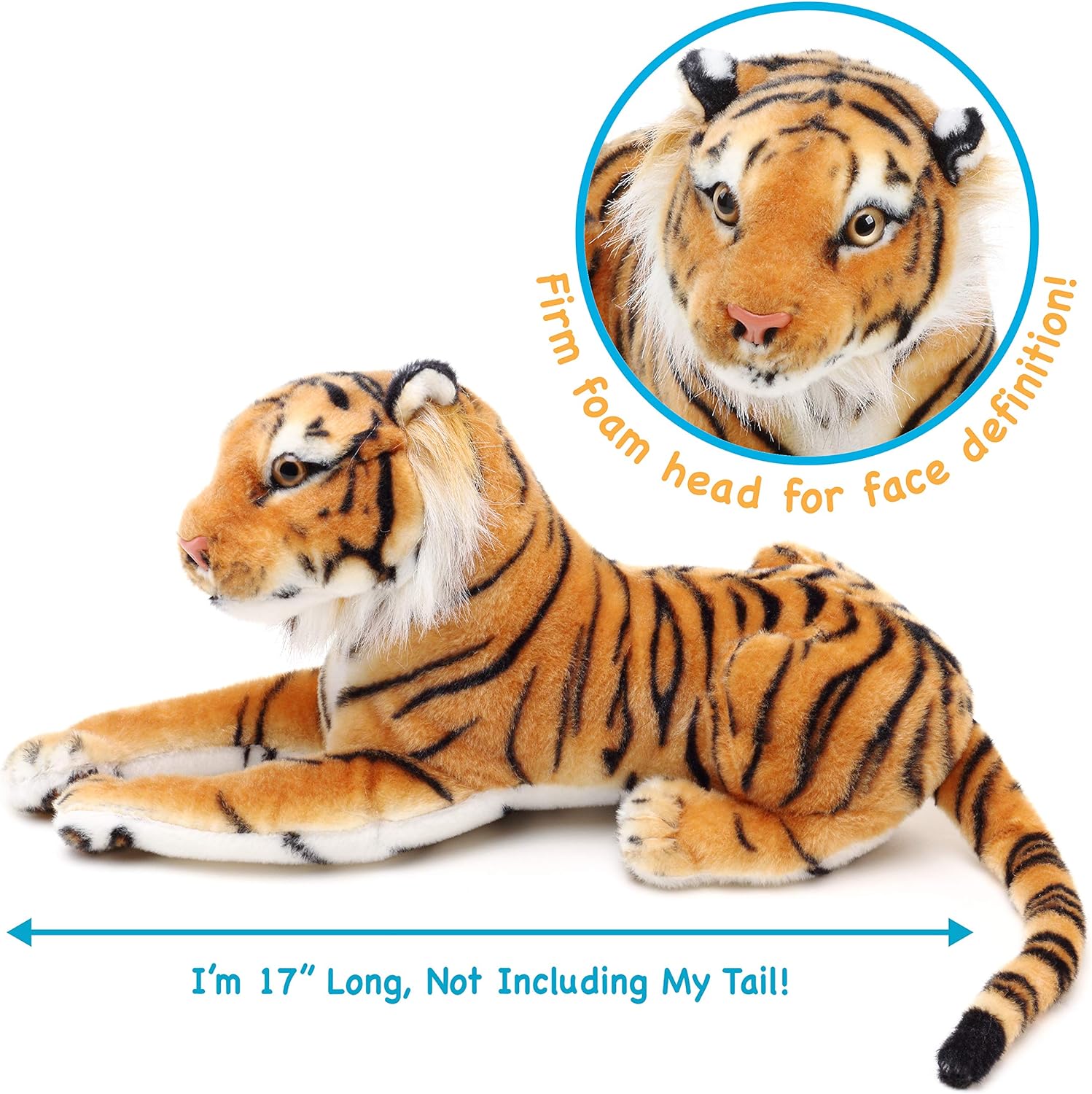 Arrow The Tiger - 17 Inch (Tail Measurement Not Included) Stuffed Animal Plush Cat