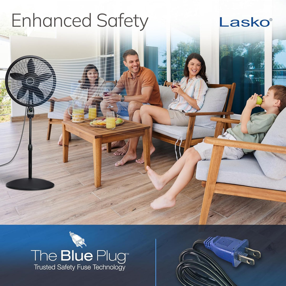 Lasko Cyclone Oscillating Pedestal Fan - Adjustable to 54" - 1843 - Black