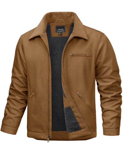 Mens Work Jackets Waterproof Heavy Duty Duck Canvas Sherpa Coat