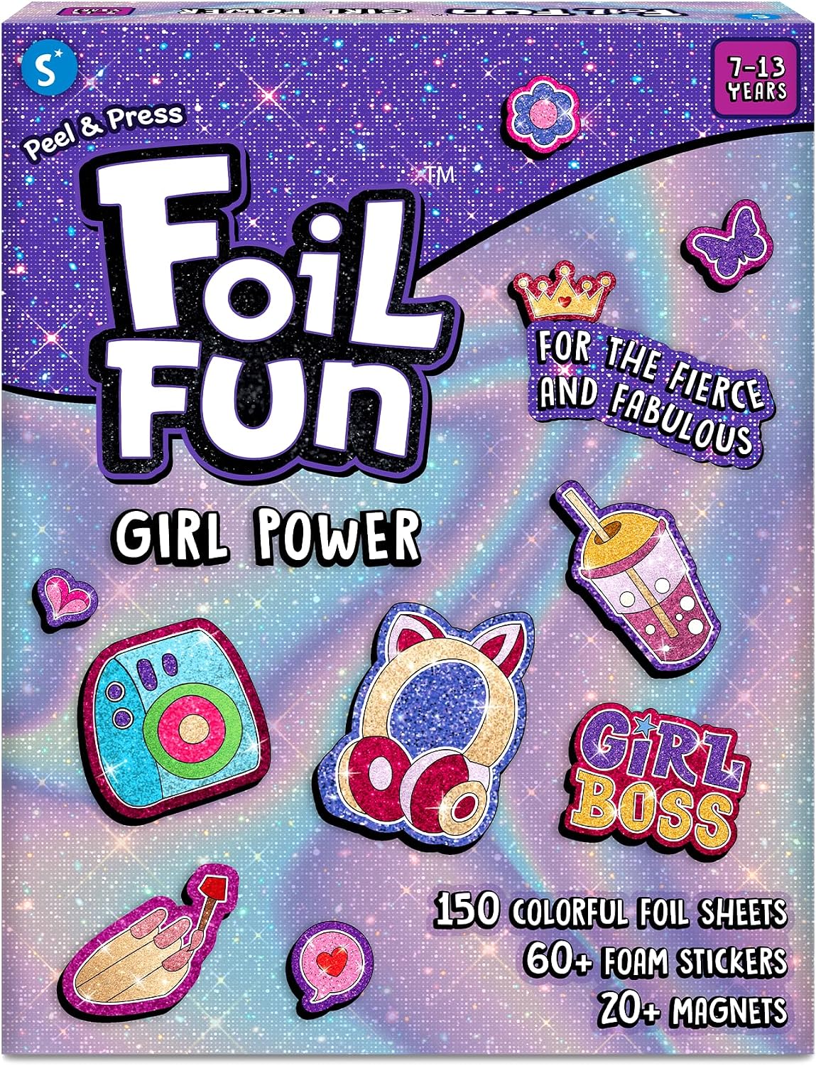 Foil Fun – Girl Power, DIY Foil Art Craft Kit for Tweens | Mess-Free Activity, 20+ Magnets & 60+ Stickers, Travel