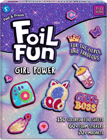 Foil Fun – Girl Power, DIY Foil Art Craft Kit for Tweens | Mess-Free Activity, 20+ Magnets & 60+ Stickers, Travel
