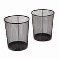 2-Pack 6-Gallon Round Steel Mesh Trash Can, Recycling Wastebasket, Black