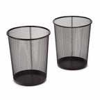 2-Pack 6-Gallon Round Steel Mesh Trash Can, Recycling Wastebasket, Black