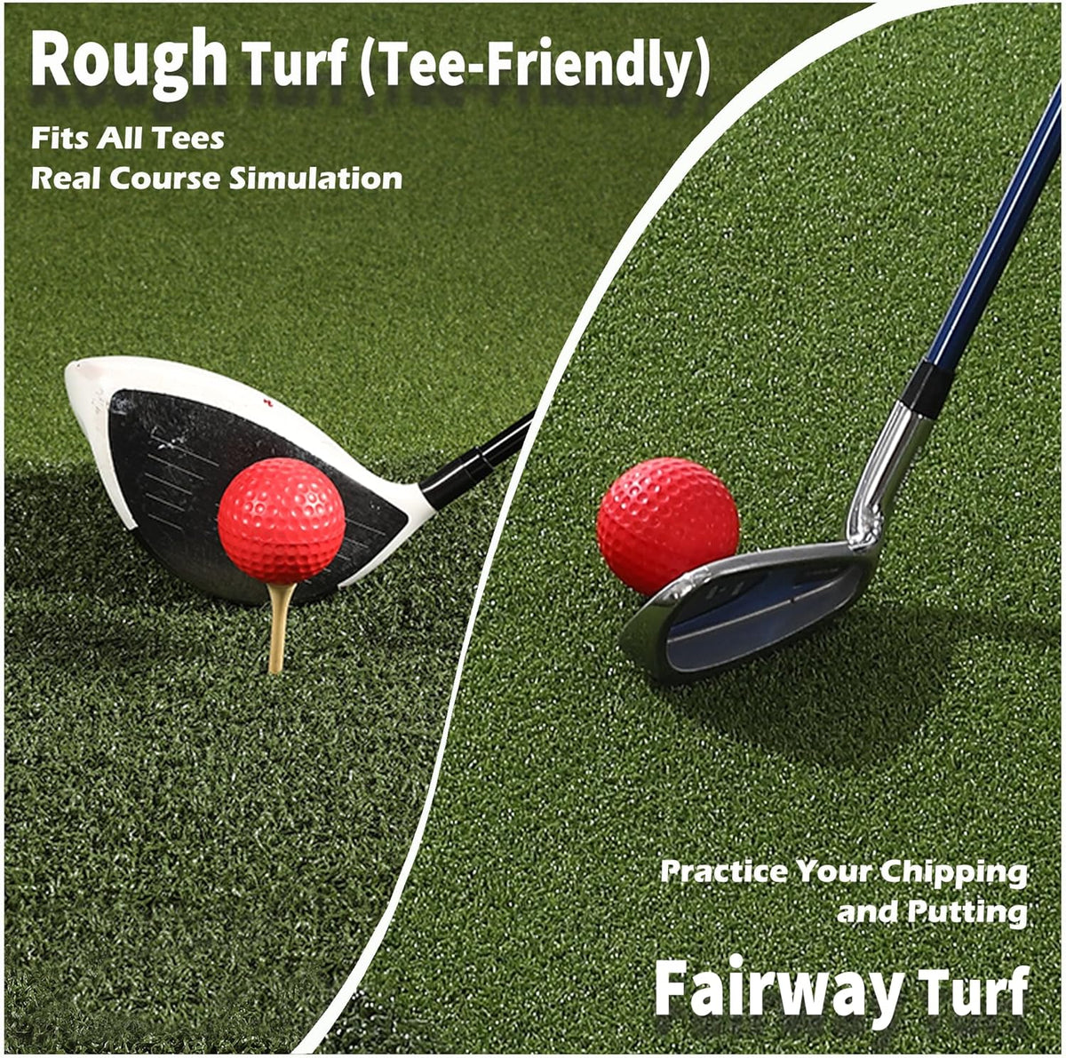 Dual/Tri Turf Golf Mat 5x4/6x4ft 40-50mm Thickened for Practice