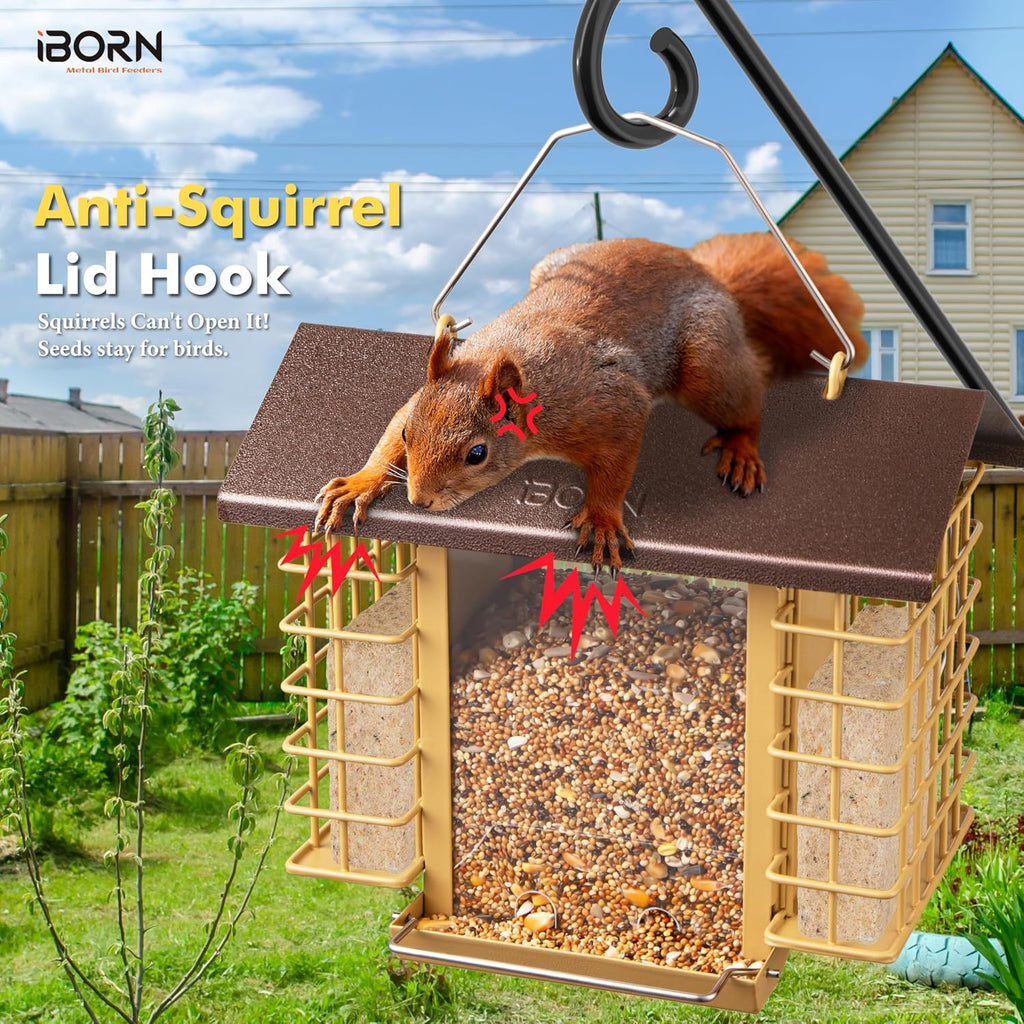 Bird Feeders for Outdoors,Bird Feeder with Double Suet Holders,Suet Feeder for Outside,Weatherproof Metal Roof,Easy