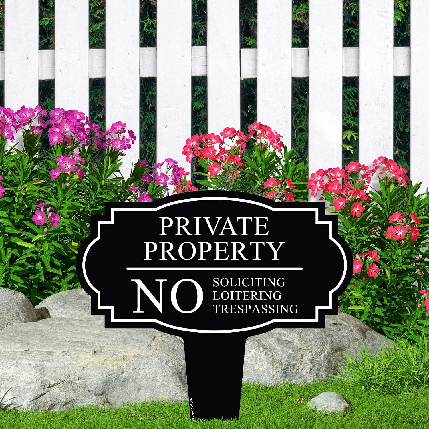 Private Property No Soliciting Liotering Trespassing Sign, Inground 11x11 Inches, Rust Free ACM, Fade Resistant, Made