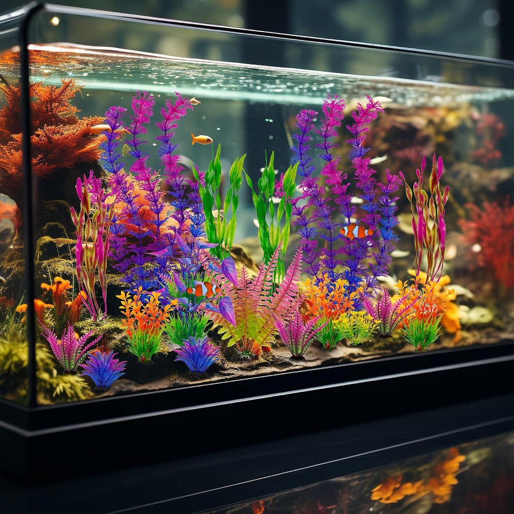 Artificial Aquarium Plastic Plants Fish Tank Decorations, 25PCS