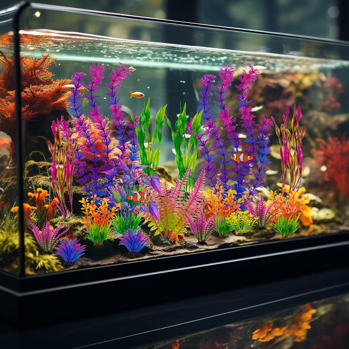 Artificial Aquarium Plastic Plants Fish Tank Decorations, 25PCS