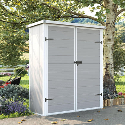 51 Cu.ft Resin Outdoor Storage Shed with Floor, Weatherproof Vertical Plastic Tool Shed for
