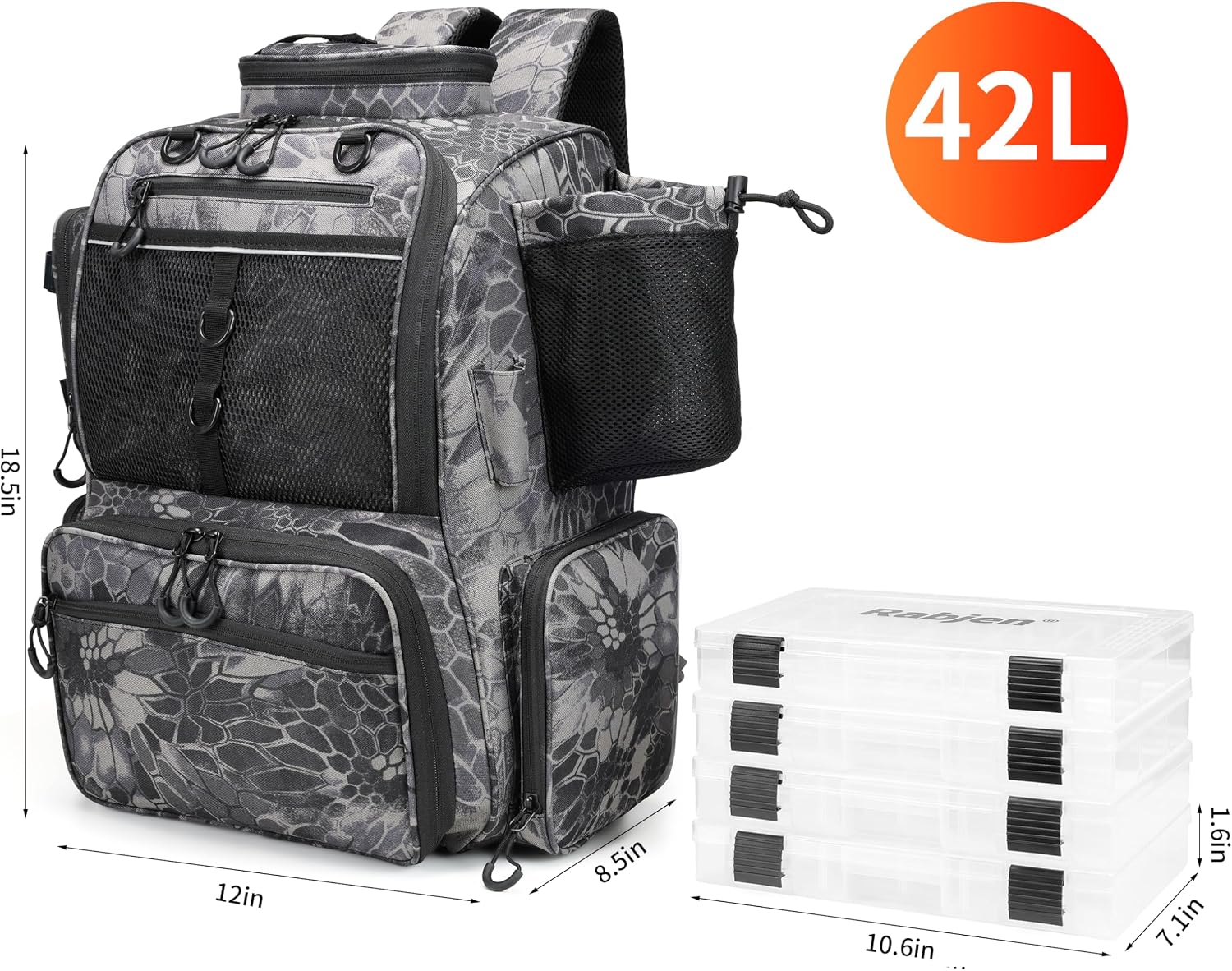 Fishing Tackle Backpack with Rod Holders, Bottle Holder, Storage Bag Store Fishing Gear