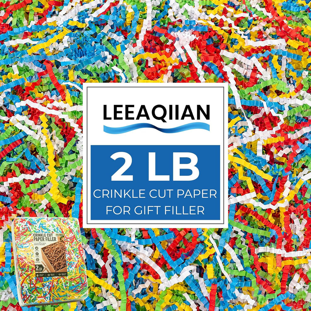 Crinkle Paper Filler-2LB Colorful-Shredded Paper for Gift Baskets & Boxes