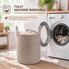 60L Cotton Rope Laundry Basket Hamper, Oatmeal