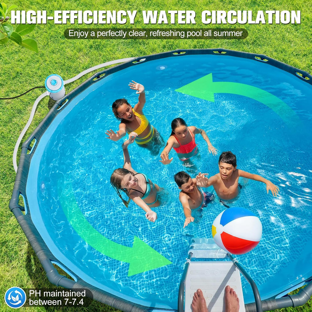 800 GPH Above Ground Pool Filter Pump, Energy-Saving Pool Cartridge Filter Pump | Dual Action: Accelerate Water Flow