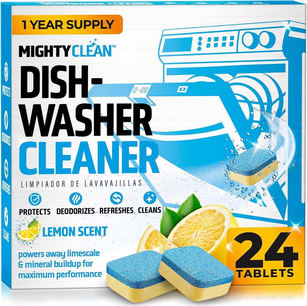 Dishwasher Cleaner And Deodorizer 24 Pack - 1 Year Supply Deep Clean Dishwasher Cleaner Tablets, Septic Safe