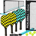 Portable Pickleball Net Set with 4 Paddles, 4 Balls, Backpack Carrying Bag, 22 FT Regulation Size, Easy Setup for