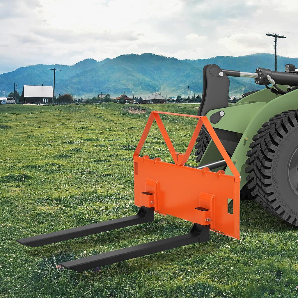 46 Inch Skid Steer Pallet Forks, 3200 Lbs Capacity Quick Attach Pallet Forks for Tractor Loader, Universal Skid Steer
