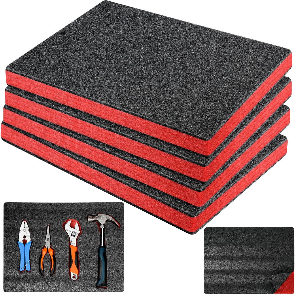 4 Pcs Polyethylene Foam, 16 x 12 x 1 Inch, Red, Black